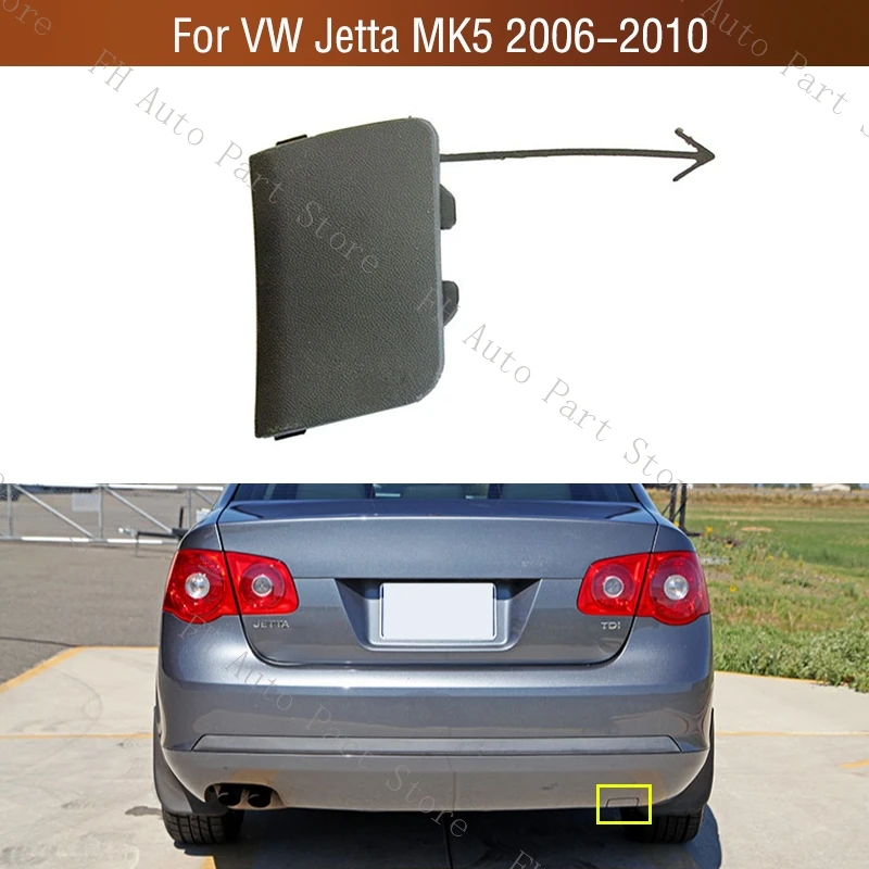 For Volkswagen VW Jetta MK5 2006-2010 Car Rear Bumper Tow Hook Cover Lid Trailer Hauling Eye Cap Unpainted 1K5807441A