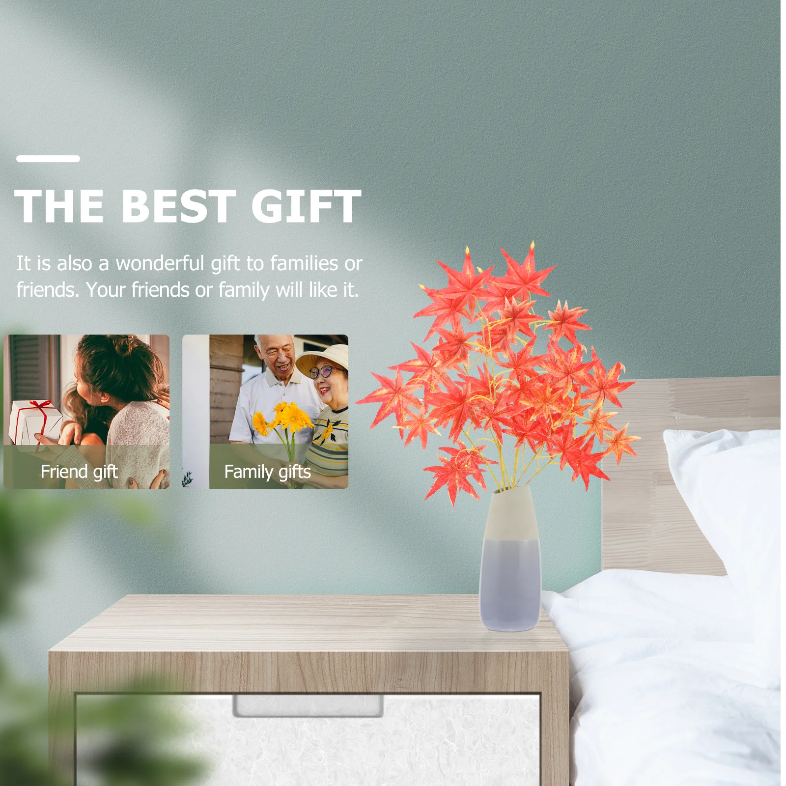 

2Pcs Artificial Maple Leaves Branches Faux Fall Maple Leaves Stems Fake Picks for Home Office Decor Thanksgiving Harvest Party