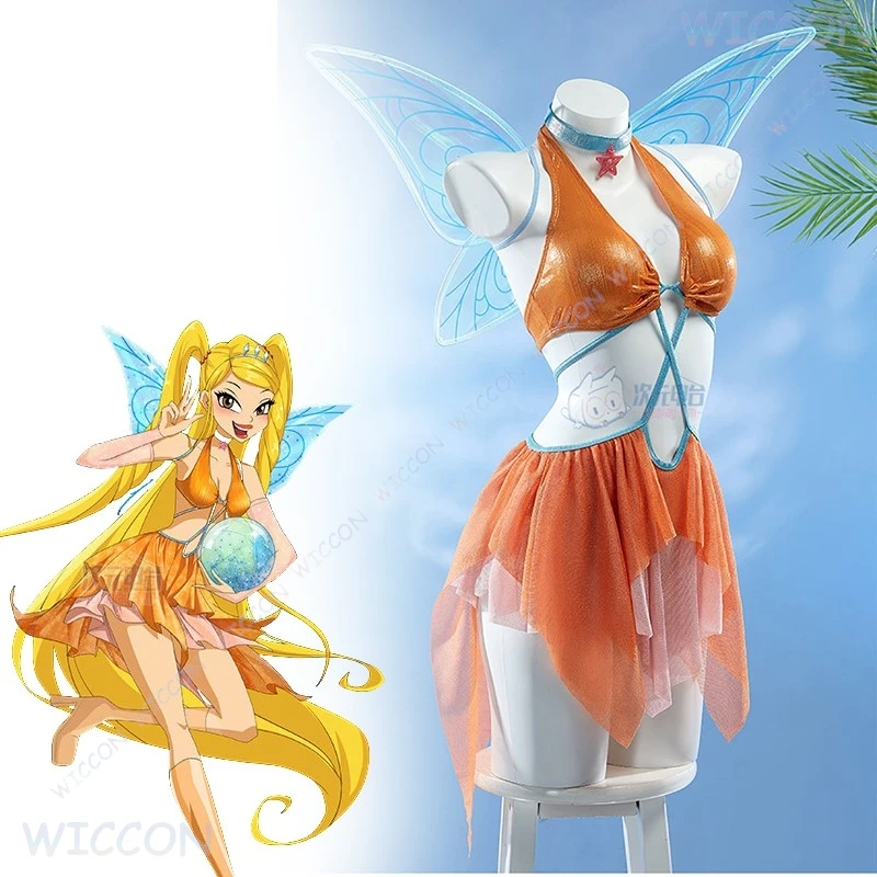 Corona princesa Stella Cosplay DOUJIN Cosplay Anime dibujos animados niñas juego de rol falda de gasa dividida traje de baño entrada de agua junto al mar