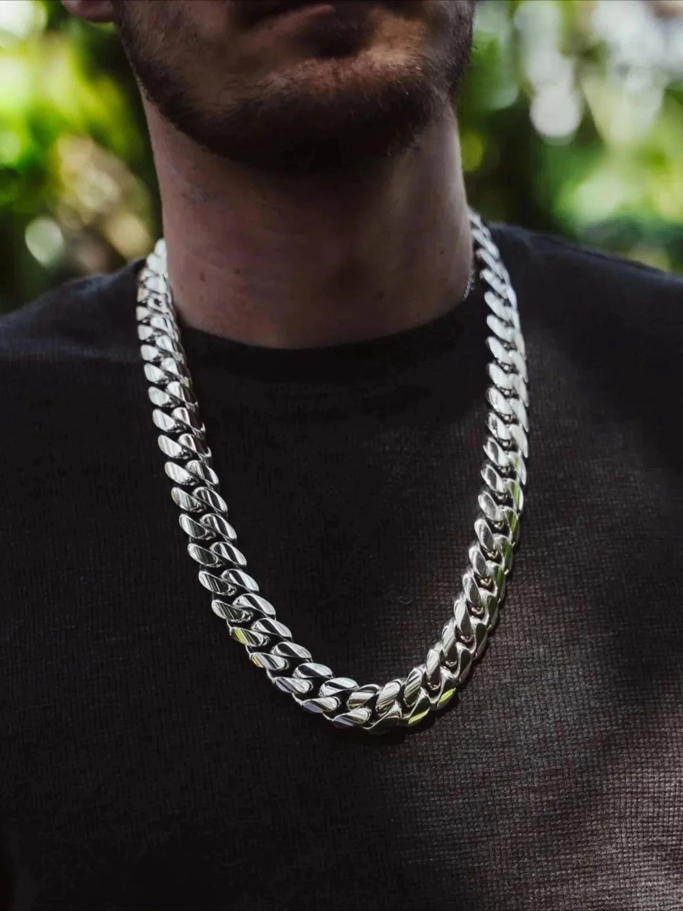 Miami Cuban Chain 20mm Solid Men's Necklace, Multi-size Optional To Suit Different Wearing Needs, Trendy Wear Matching