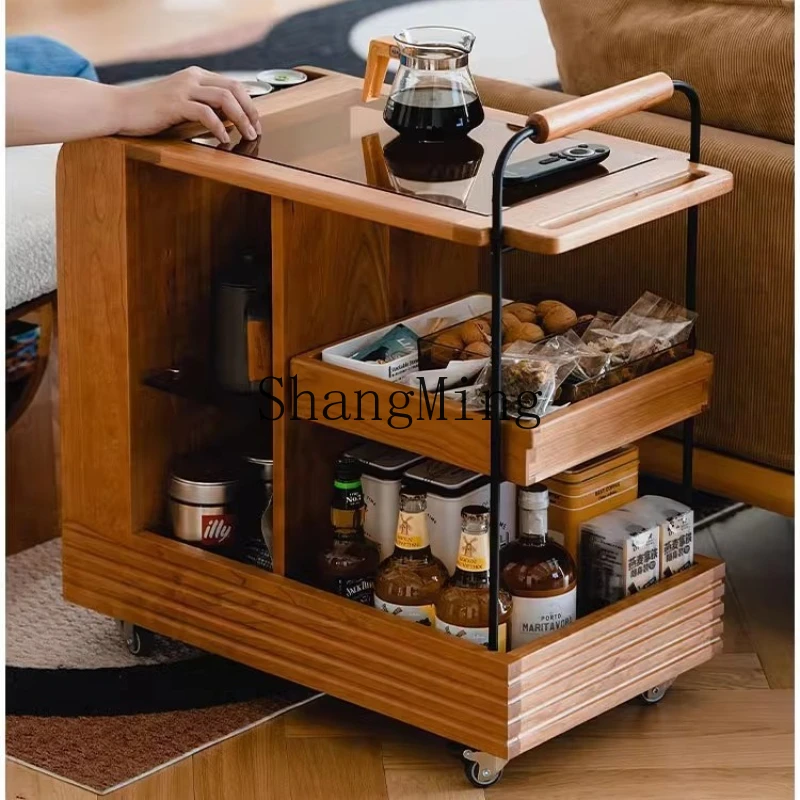 

ZYY snack trolley household living room mobile rack sofa bedside table storage trolley