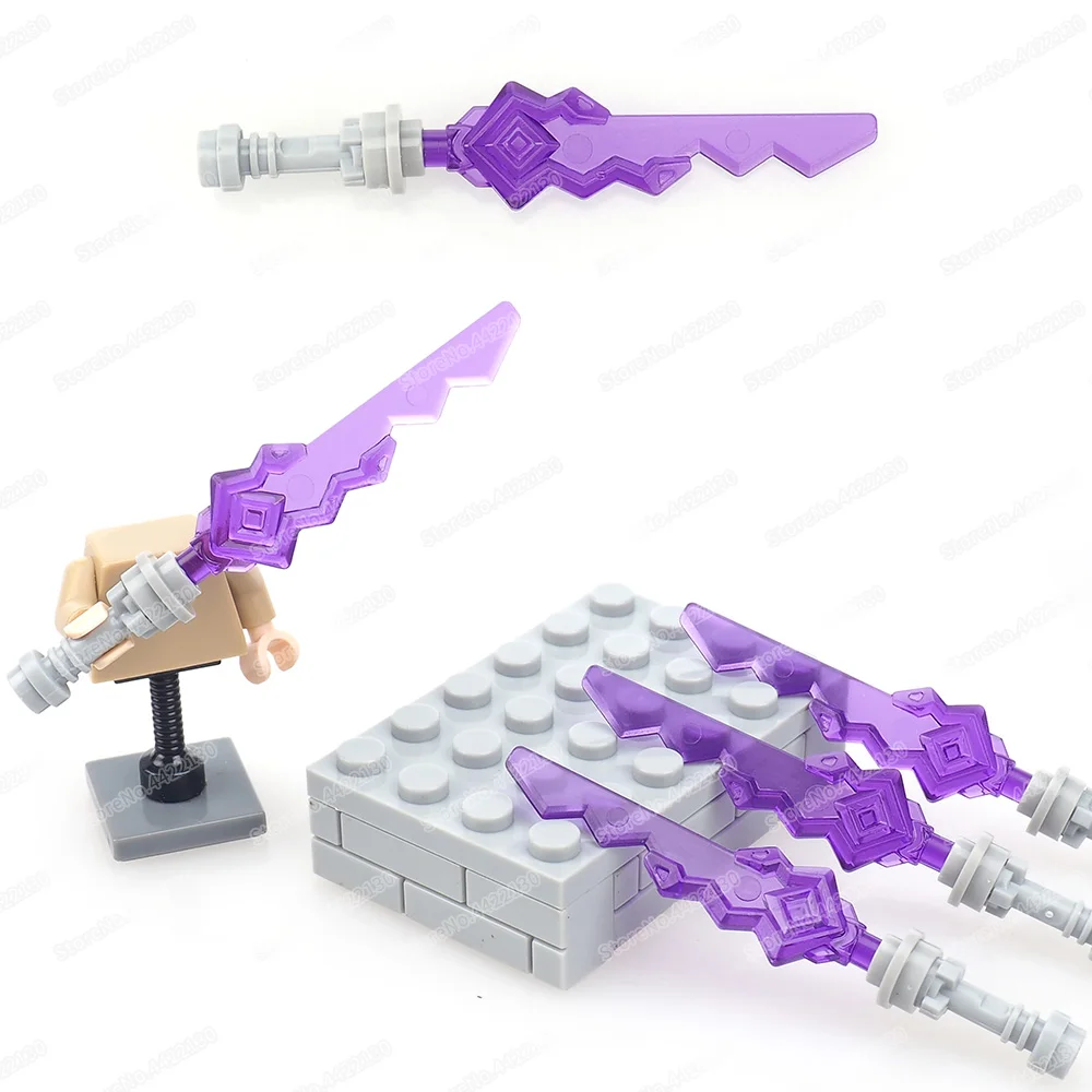 Warrior Purple Light Weapons Serrated Sword Building Block Moc Assemble War Figures Grandmaster Equipment Model Child Gifts Toys