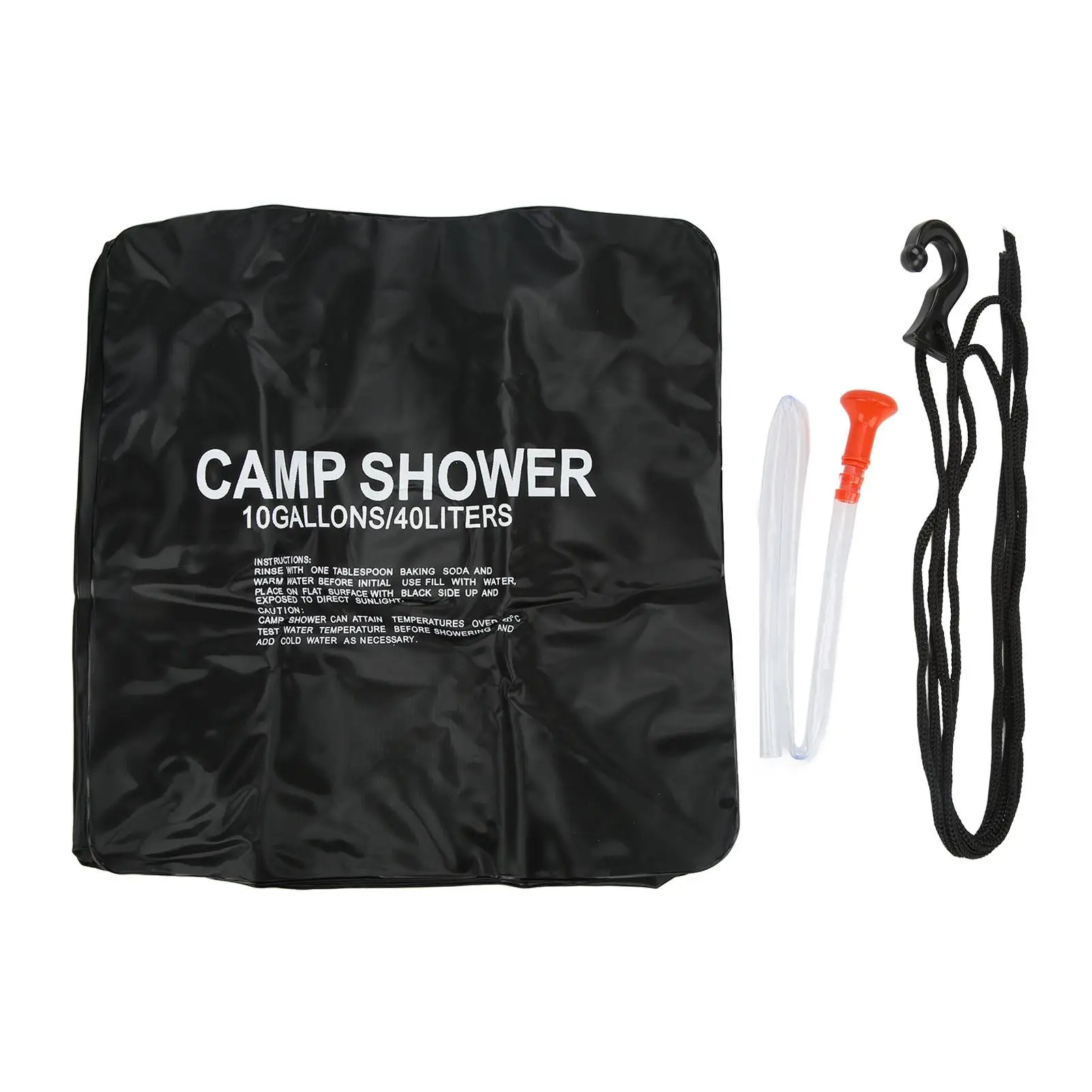 

40L Foldable Camp Shower Bag with Hook & Rope - Portable Black Water Bag for Outdoor Adventures