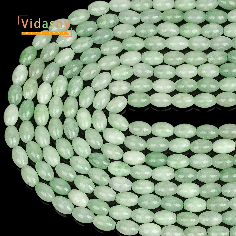 8x12mm Natursteine Chalcedon Grüner Jade Reisförmige Lose Perlen für Schmuckherstellung Passend für DIY Armbänder Halsketten Zubehör – Detail 5