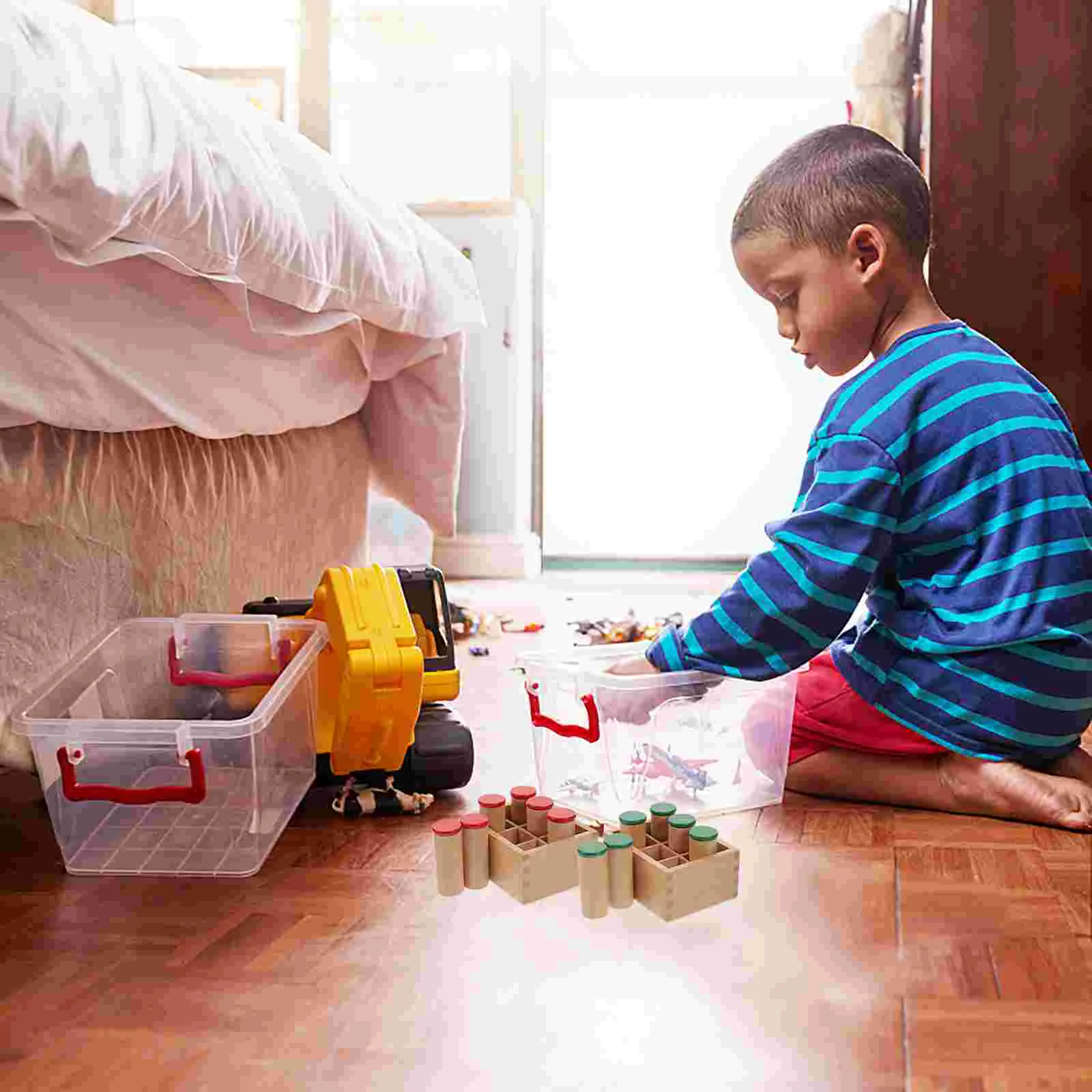 Juguetes para niños, altavoz sensorial de madera, rompecabezas, juego de entrenamiento, cilindro de sonido, concentración infantil