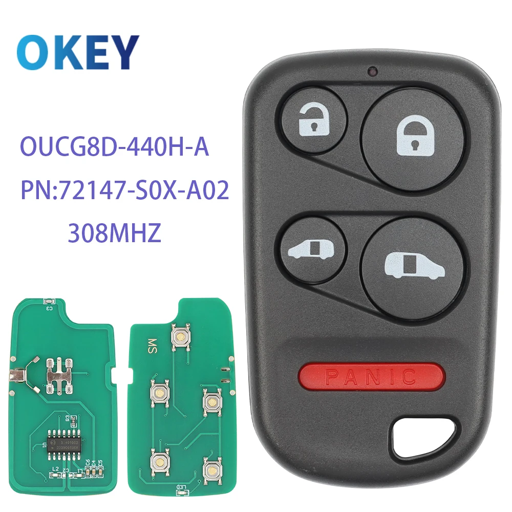 Okey Remote Car Key Fob 5 Buttons 308MHZ OUCG8D-440H-A For Honda Odyssey PN:72147-S0X-A02