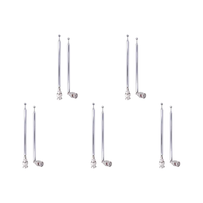 A37T-(10 Pack) BNC Radio Antenna With BNC Male Plug Jack Connector Adapter Telescopic Stainless Steel  VHF UHF BNC Antenna