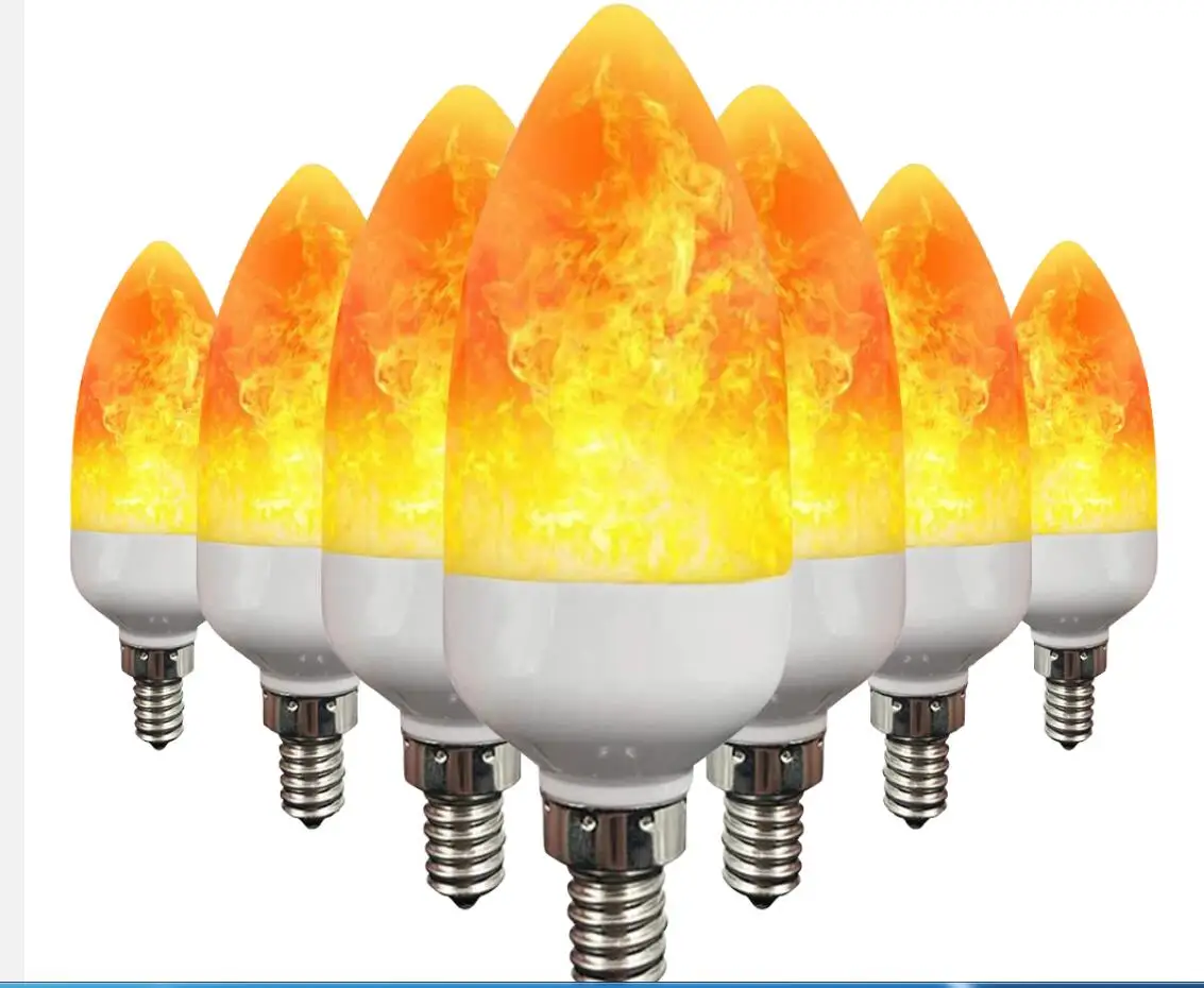 Bombillas LED de llama parpadeante para candelabro E12 E14 E27 – Paquete de 8
