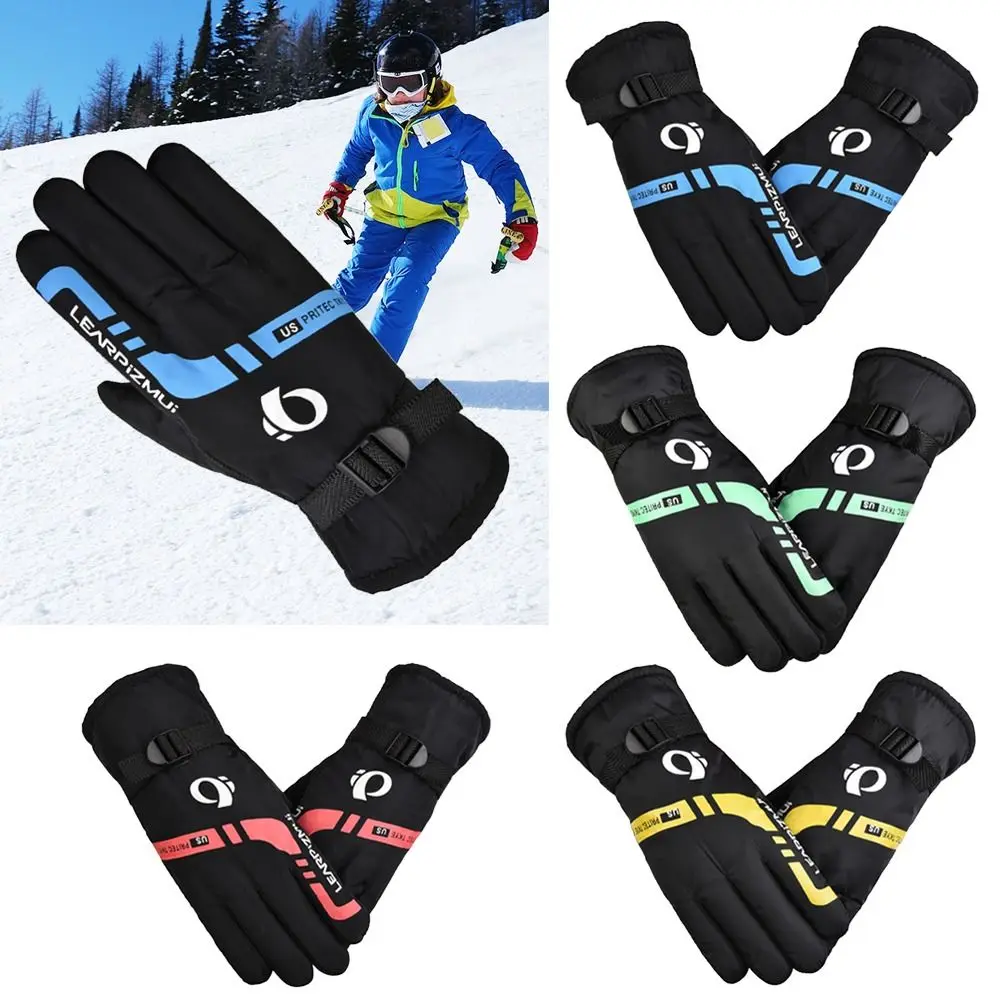 

Outdoor Sport Thick Plush Leather Gloves PU Leather Touch Screen Furry Warm Mitts Full Finger Mittens Women