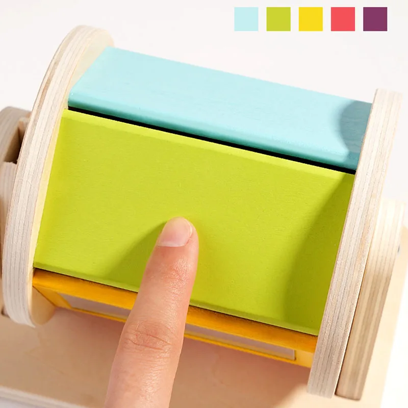 Drewniany bęben na kółkach zabawka makaronik sortowanie kolorów dziecko umiejętności motoryczne zabawki sensoryczne wczesna edukacja zabawka Montessori prezent dla malucha