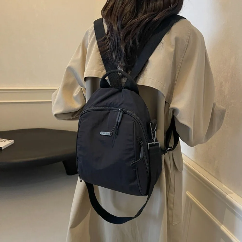 Petit sac à dos de grande capacité en tissu Oxford, sac à bandoulière léger, couleur unie, cartable pour femmes