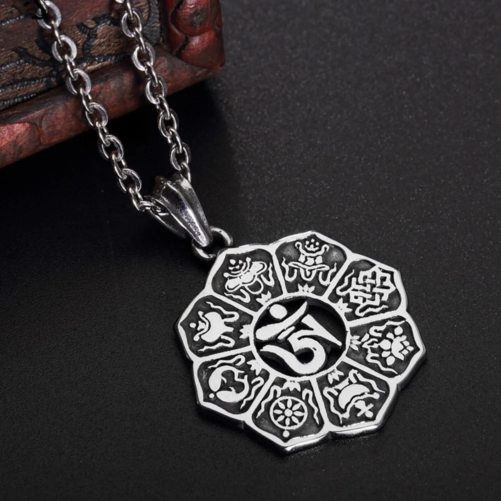 

Fine Retro Amulet Necklace Necklaces Lotus Titanium Steel Tibetan Style Jewelry