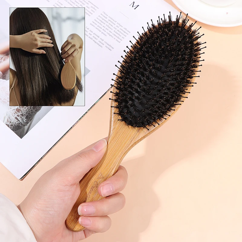 BOOMSLIFE Boar Bristle Hair Brush Women Combs for Hair Wood HairBrush Detangle Straightener Brush Hair Comb Barber Accessories