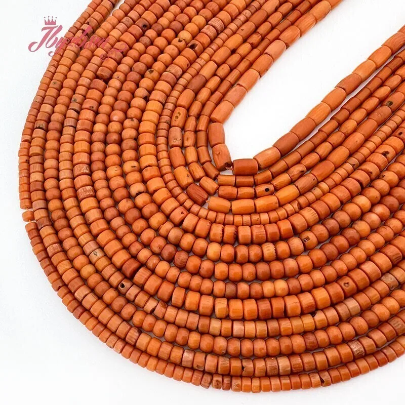 

Orange Coral Heishi Rondelle Olivary Tube Natural Stone Spacer Beads 15 Inch for DIY Necklace Accessories Bracelet 3x4/4x6/5x7mm