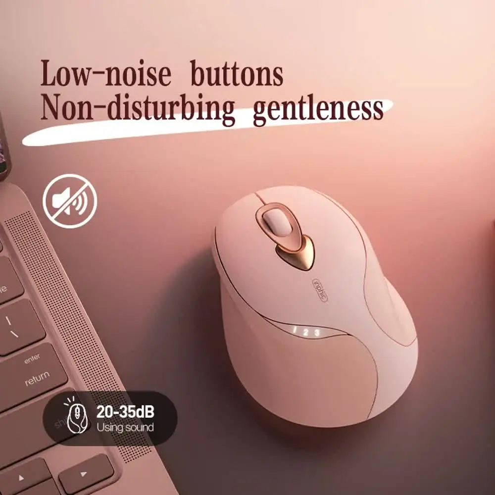 INPHIC M8 Wireless Mouse Charging Girls Office Lightweight Portable Ergonomic 2.4G Wireless Power Display Milk Tea Color