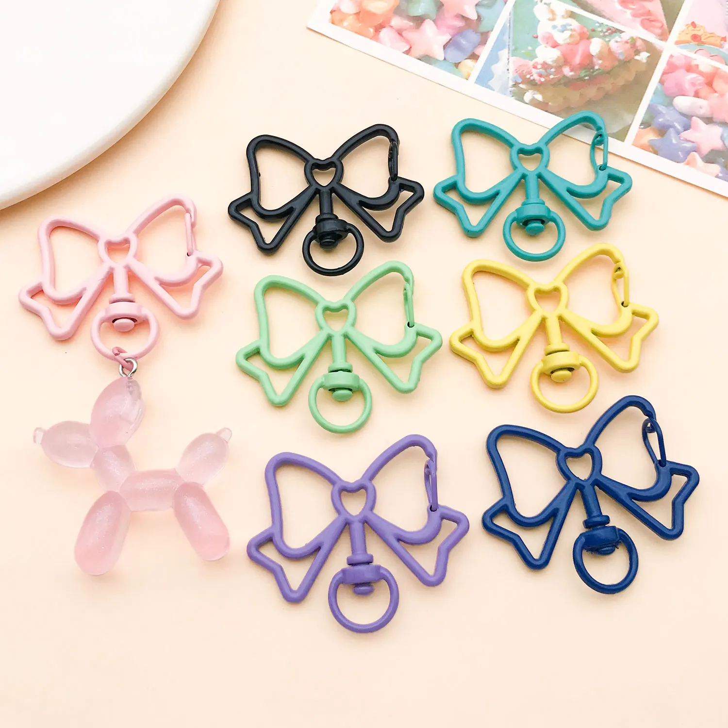 30pc 32.5x39mm Zinc Alloy Paint Bow Spring Buckle Dog Buckle DIY Key Chain Bag Pendant Universal Buckle view 5