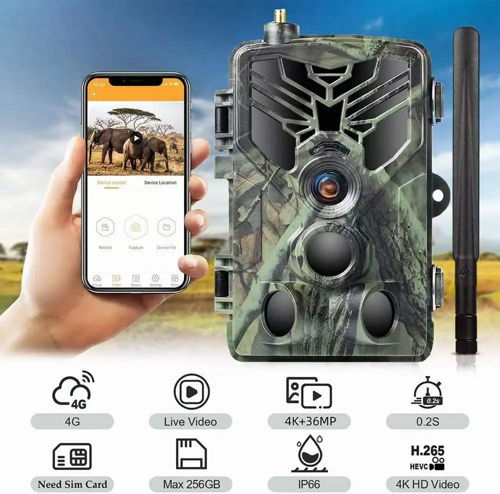 36MP Outdoor Wildlife Nachtzicht Bewegingsjacht Expert Camera 4K 2K Kaart Wifi Trail Camera 4G Jacht
