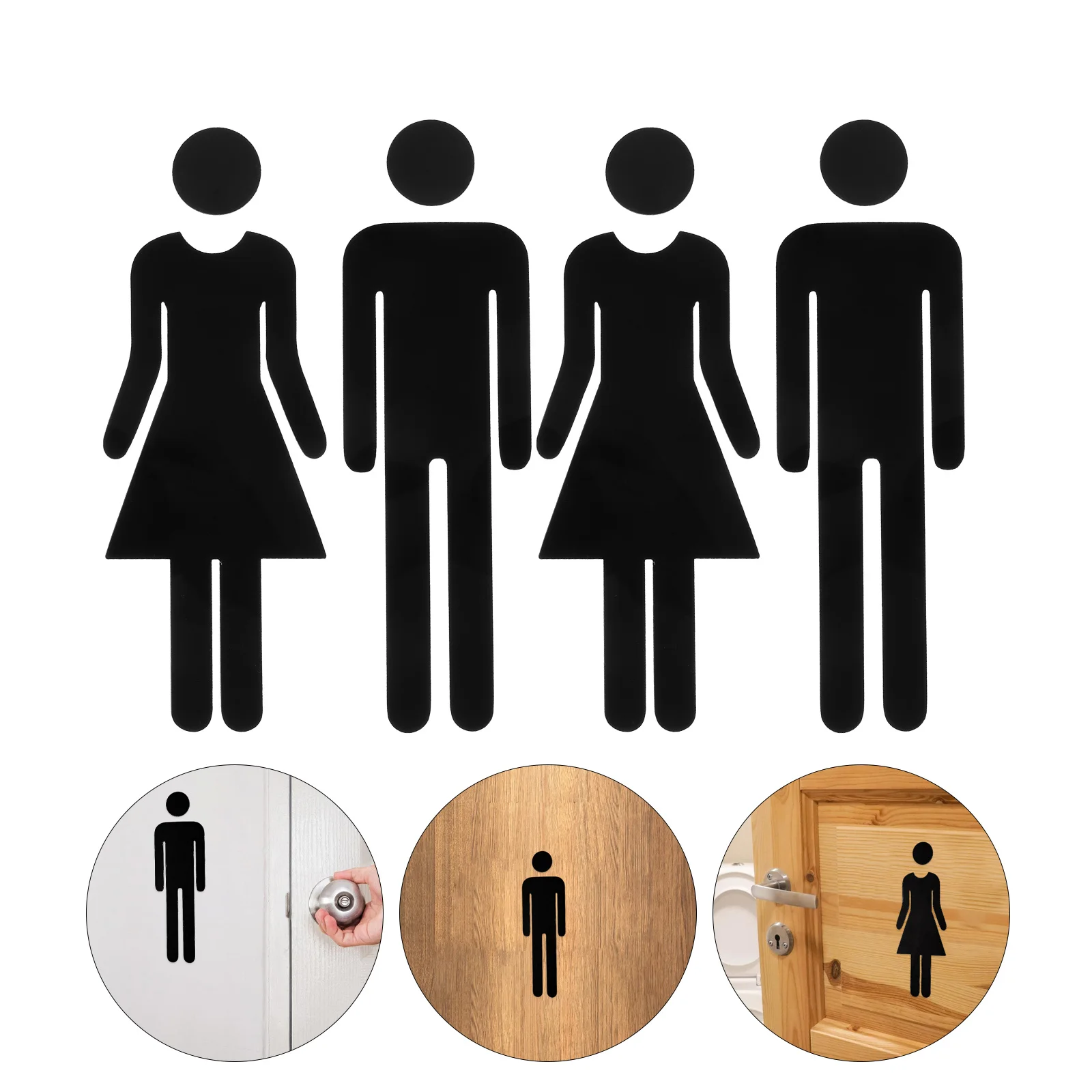 

6Pairs Acrylic Unisex Bathroom Restroom Sign for Door 20Cm Self-Adhesive Men Women Toilet Identification Plate for Office