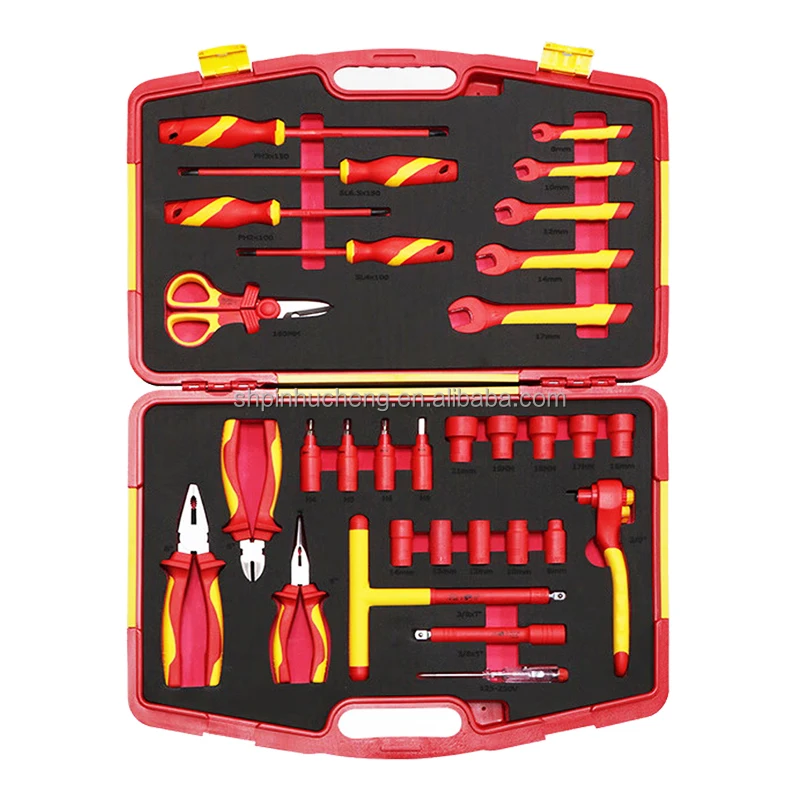 31PCS Insulated Open-end Wrenches With VDE Sockets, 1000V Automotive Repair Tools