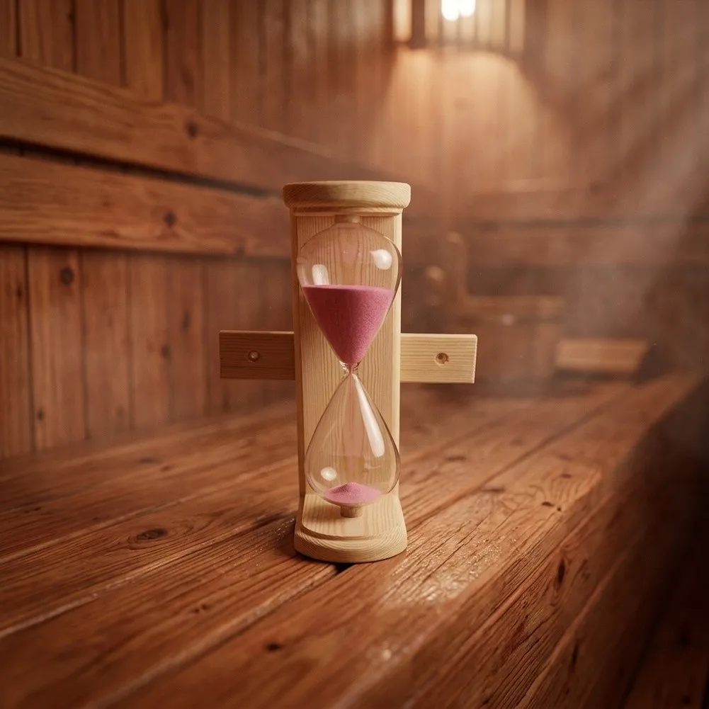 Natural Wood Frame Glass Hourglass Sand Timer, 15‑Minute Decorative Sand Clock For Cooking, Meditation, Relaxation And Home Desk