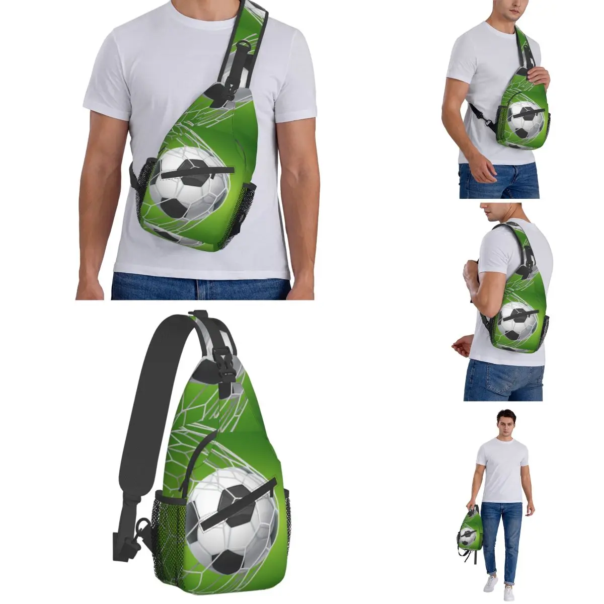 Fußball Fußball Schulter taschen Brust Cross body Schulter Rucksack Outdoor Wandern Tages rucksäcke grüne Bälle Sport muster Schult aschen