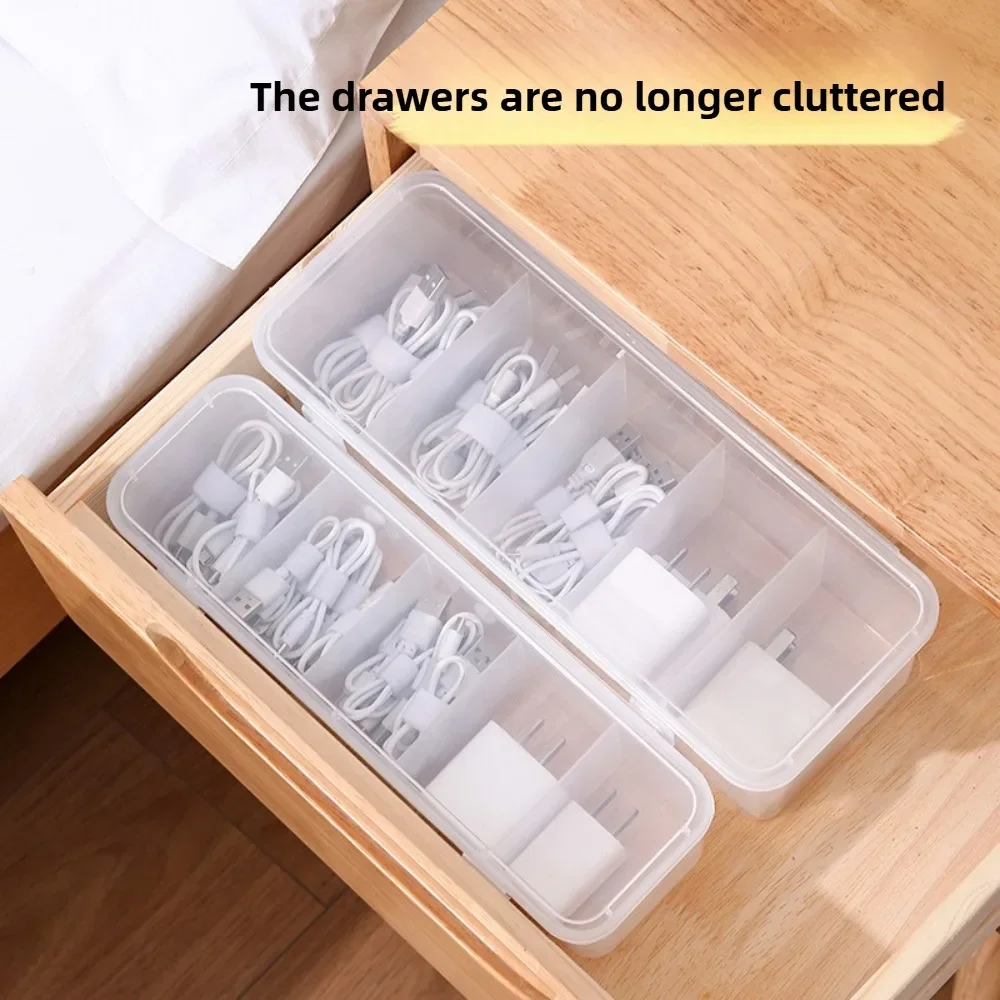 1pc transparent data cable storage box, thickened material, buckle design, dust-proof cover, one item per compartment image 3