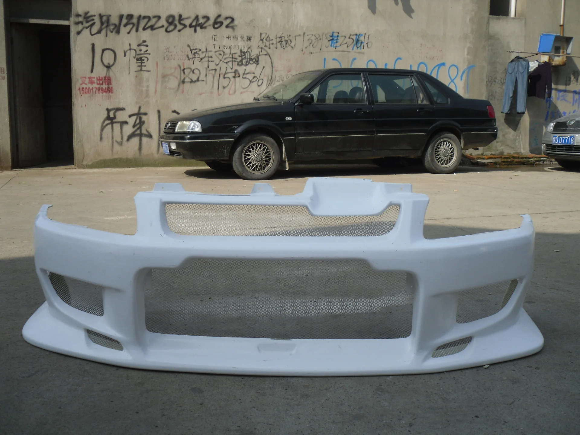 Parachoques delantero estilo EVO 7 C-West modificado para coche, parachoques envolvente grande de fibra de vidrio