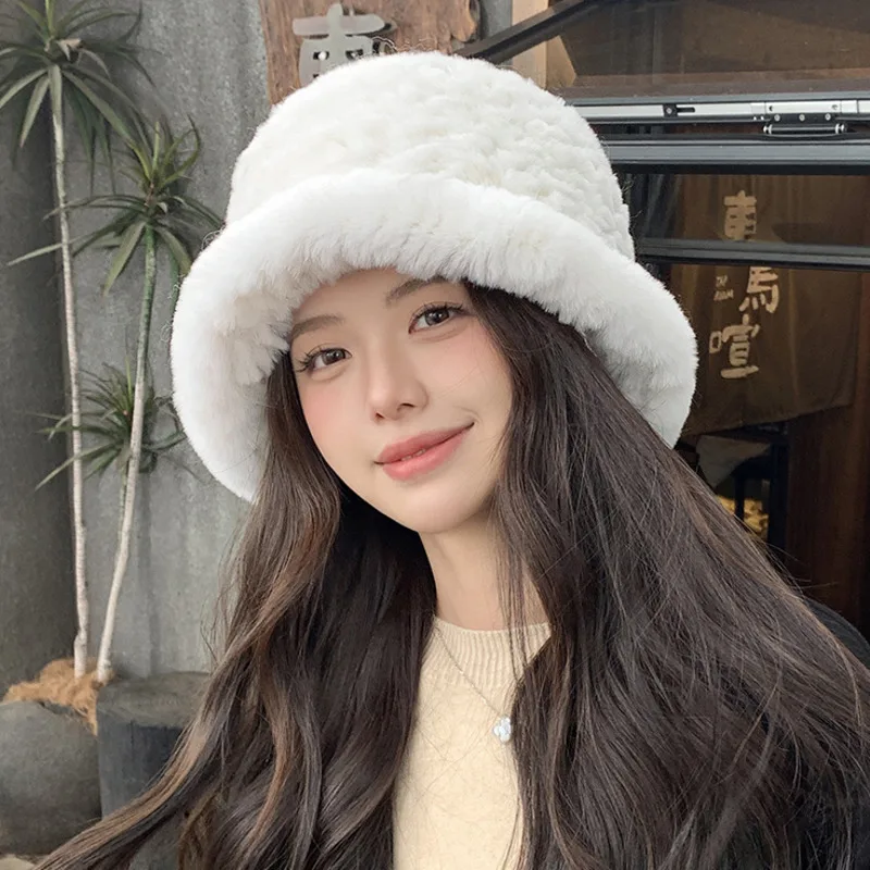 

Real Rex Rabbit Fur Fisherman Hat For Women Winter Warm Fur Hat Fluffy Natural Fur Bomber Hat Ladies Luxury Outdoor Fur Caps