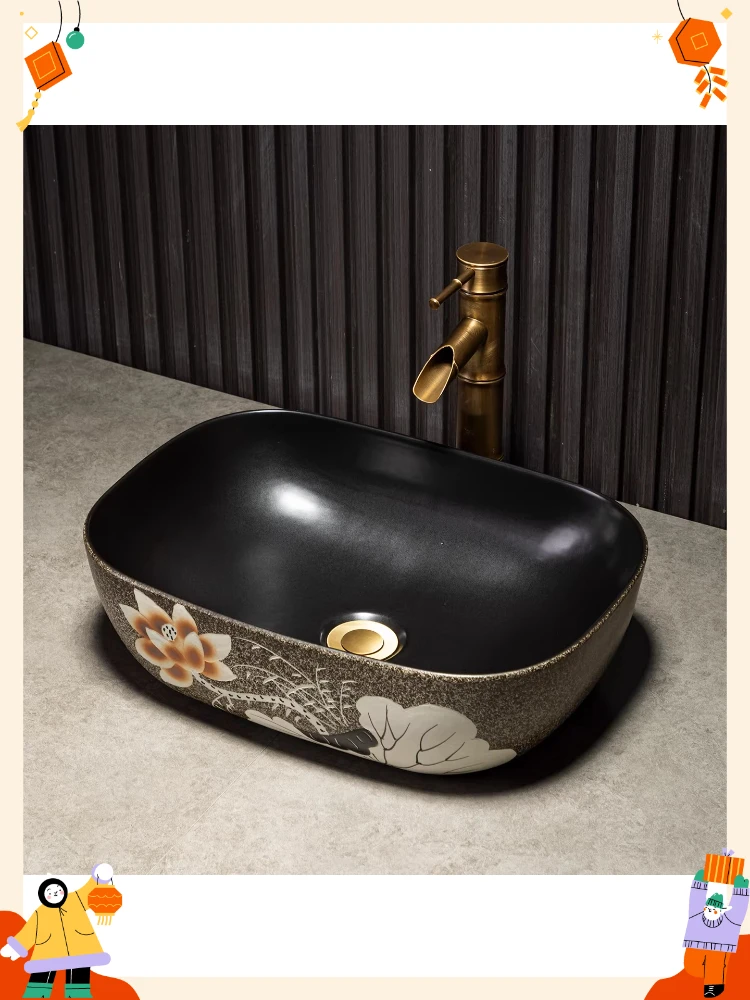 

Керамическая раковина для умывания в стиле ретро, художественная раковина для дома, раковина для балкона, раковина для ванной комнаты