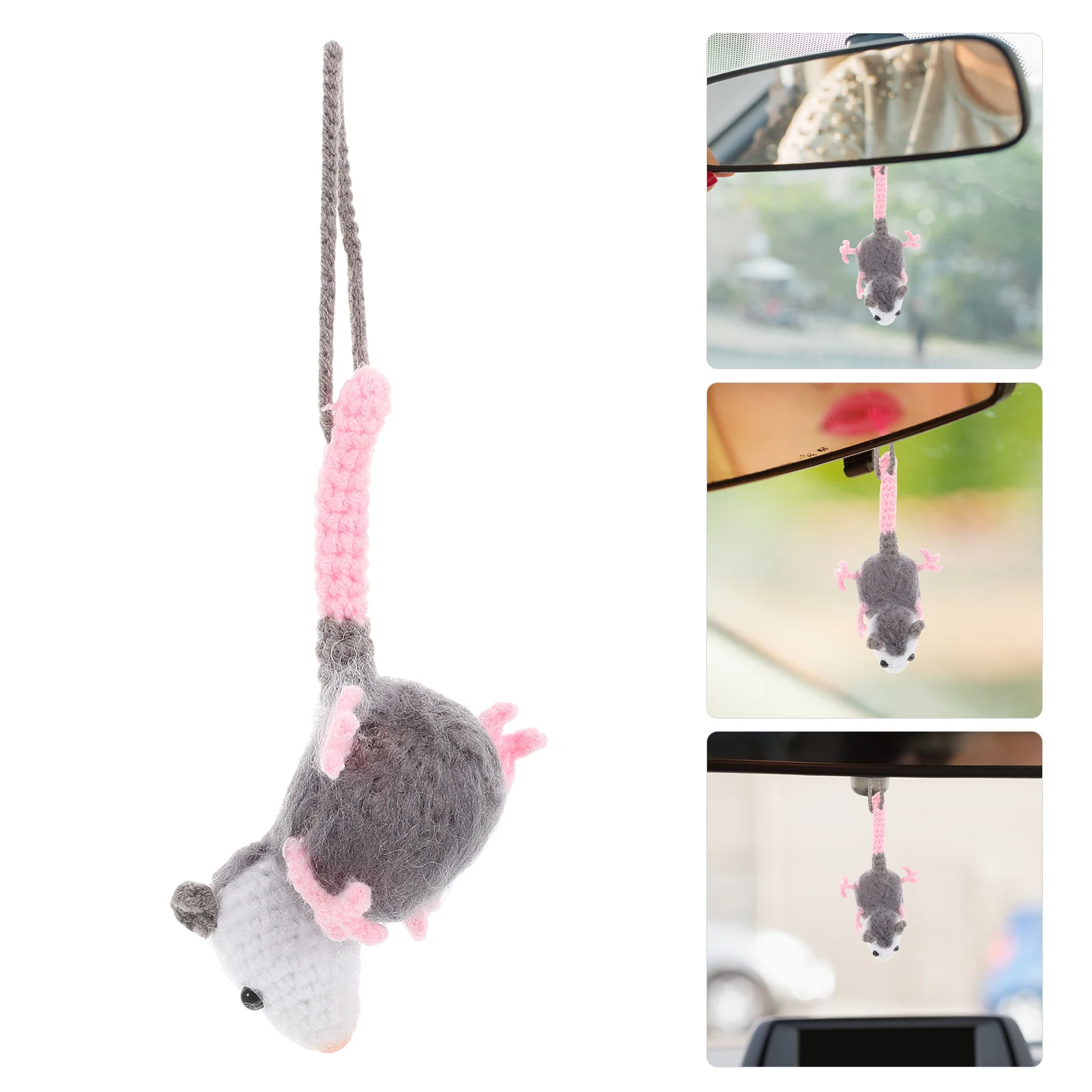 

Adorable Didelphid Car Rearview Mirror Pendant Cute Interior Decorations Automotive Charms Hanging Ornament Car Dash Decorations