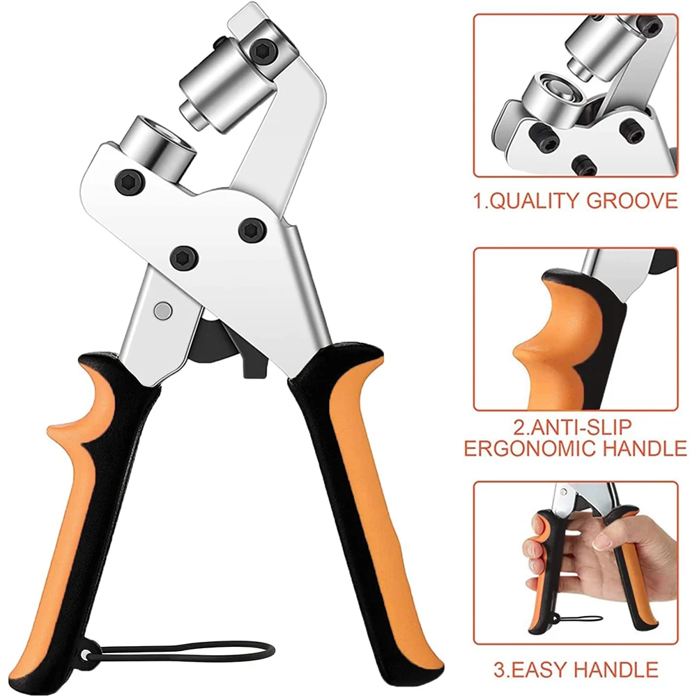 Stainless Steel Eyelets Hole Hand Tools Portable Effortless Handheld Installation Eyelets Button Pliers Leather Rivet Buckle