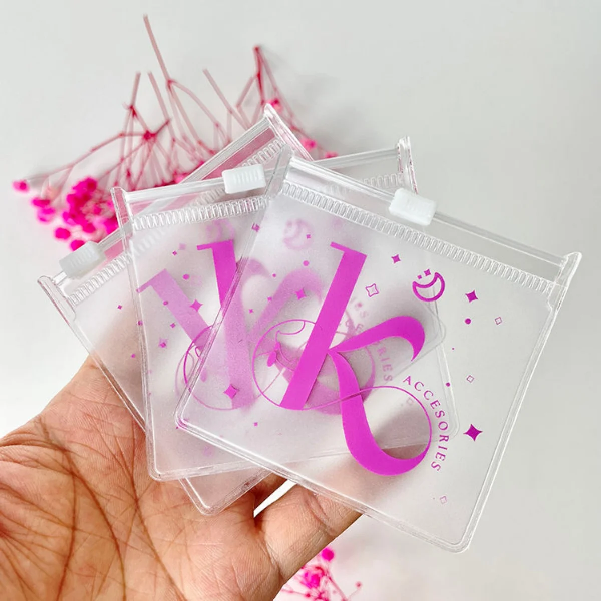 

100pcs Low Price High-End Clear Frosted-Matte-Custom-Vinyl-PVC CPE Zipper Mylar Bags Printed Coin Jewelry Pouch With Logo