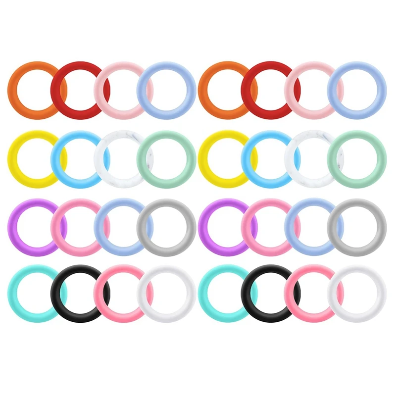 32Pcs Silicone Beadable O Rings 65Mm Round Silicone Loop With 2 Hole For DIY Keychain Necklace Bracelet Jewelry Making