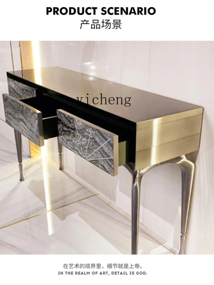 Zk Light Luxury Post-Modern Simple Entrance Foyer Console Tables Agate Stone Curio Cabinet