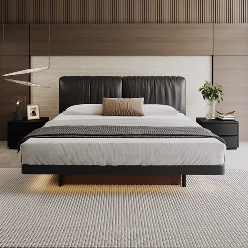 Beauty Floor Bed Girls Design Double King Size Bedroom Full Luxury Leather Bed Frame Platform Letto Matrimoniale Home Furniture
