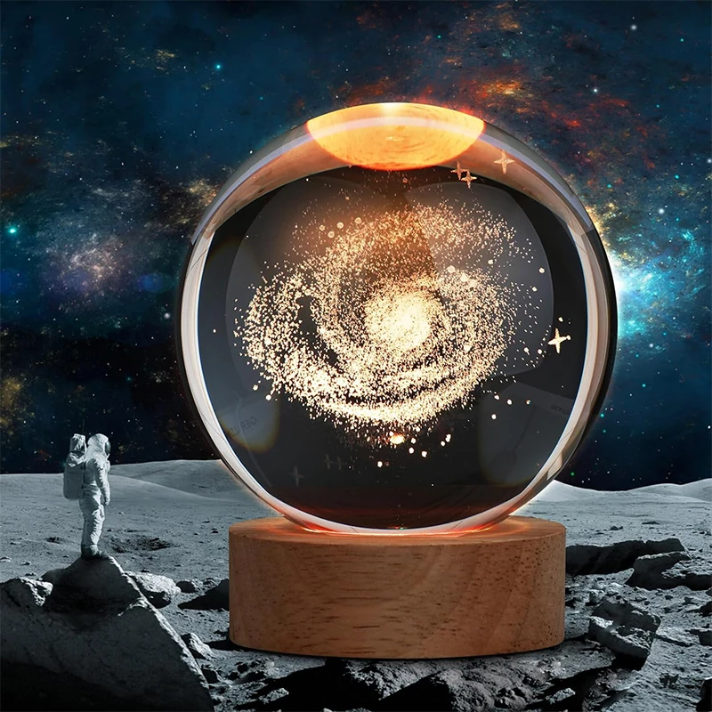 

Unique 3D Crystal Ball Lamp with Galaxy and Planetary Projections USB Night Light for Cozy Atmosphere plasma ball