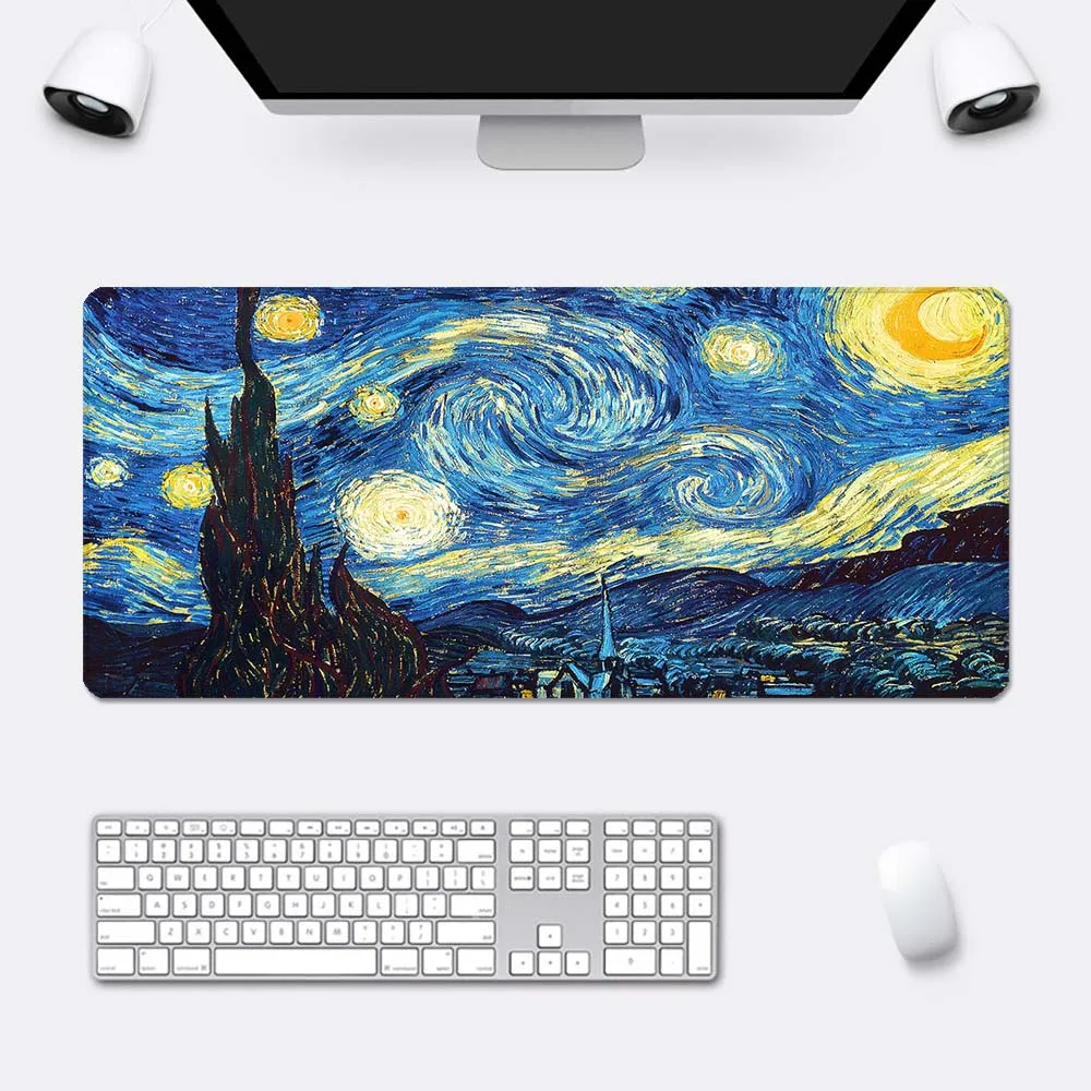 

Van Gogh Starry Sky Art Mousepad HD Printing Computer Gamers Locking Edge Non-slip Mouse Pad XXL90x40cm Keyboard PC Desk Pad