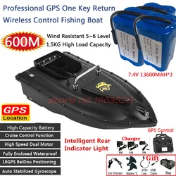 Professional One Key Return 600M 16GPS Wireless Control Fishing Boat 1.5KG Load Cruise Control High Speed Electric RC Bait Boat