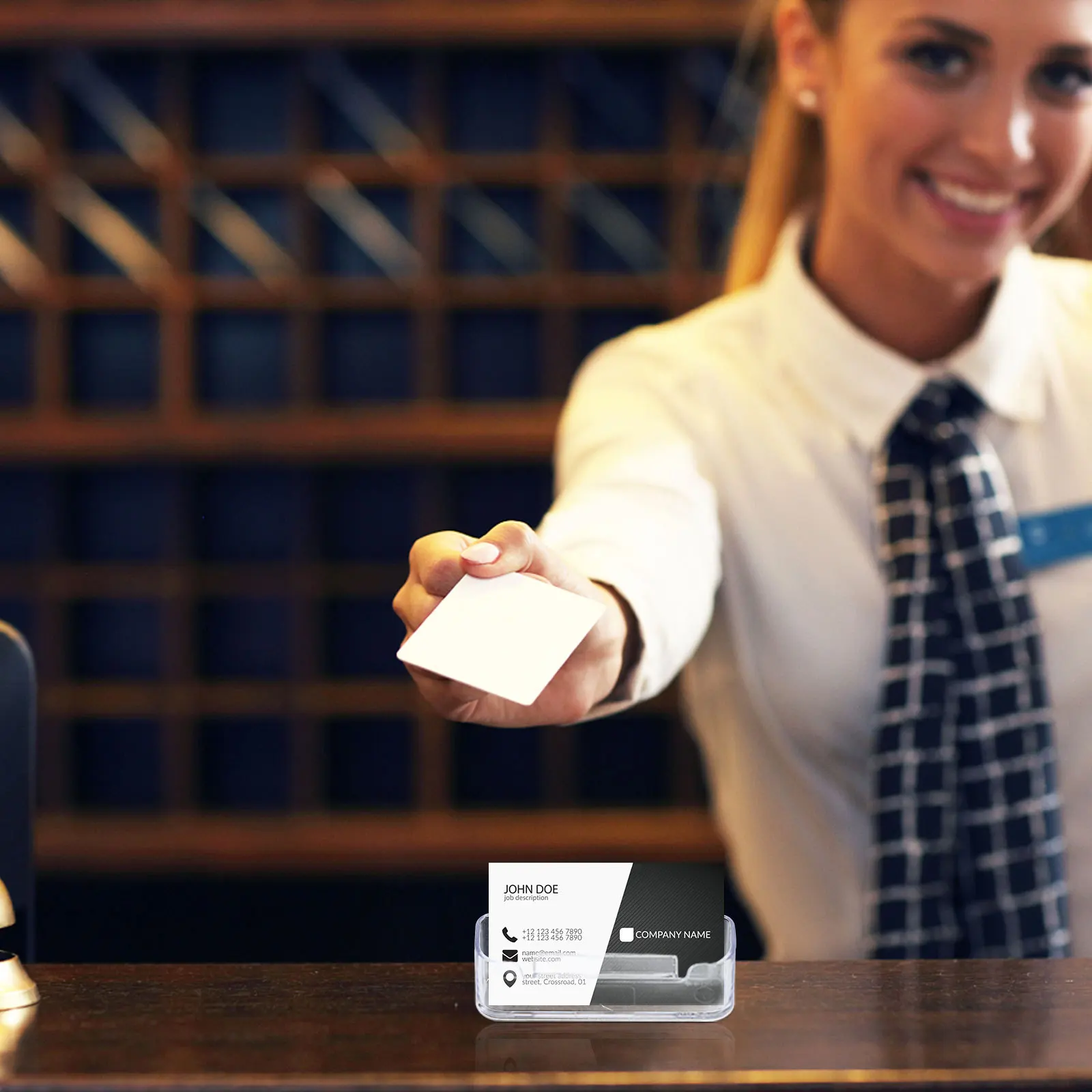 

Transparent Acrylic Desktop Storage Box For Business Cards Brochures Files Display Shelf Organizer Book Holder File Storage