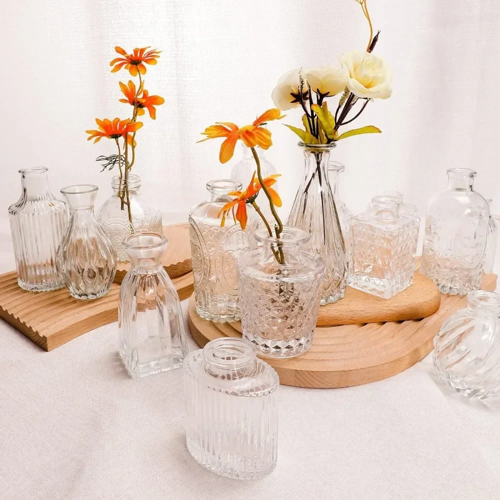 

Glass Vase Set of 60 Pcs, Small Clear Glass Bud Vases in Bulk for Flowers, Rustic Wedding Centerpieces and Vintage Decorations