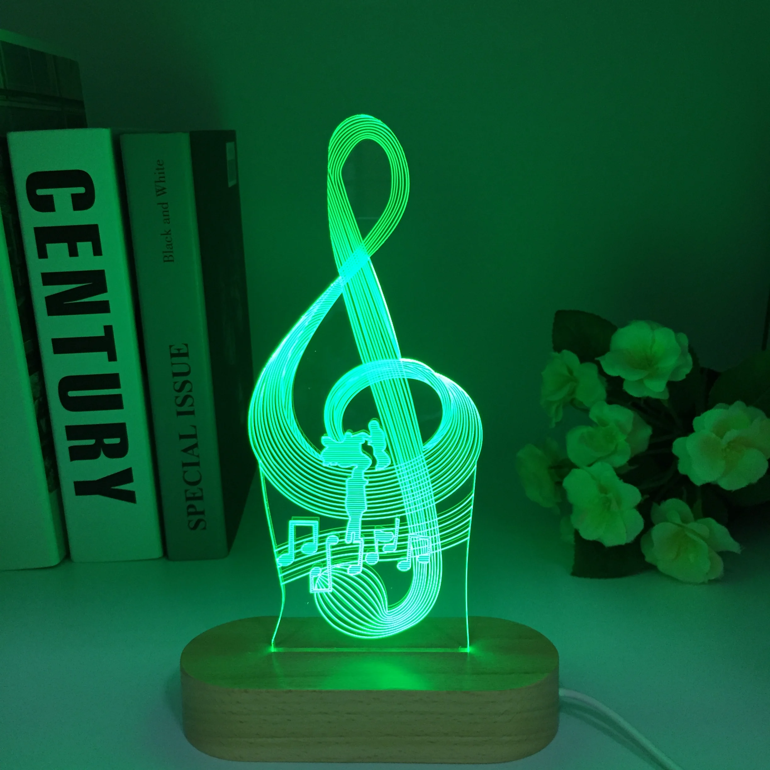 

Newest 3d Illusion Baby Night Light Musical Note Hologram Nightlight Led Touch Sensor Colorful Usb Wooden Remote Bedside Lamps