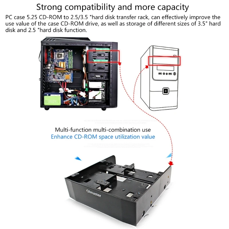 Olmaster Mr-8802 HDD Hard Disk Box Multi-function Combination Hard Disk Conversion Rack Standard 5.25 Inch for PC DropShipping