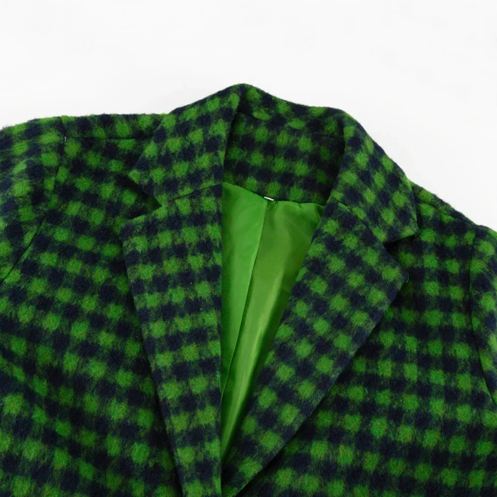 Winter Loose Plaid Jackets for Women 2023 Fashion Lapel Long Sleeve Office Coats Elegant Warm Jacket Female Clothing