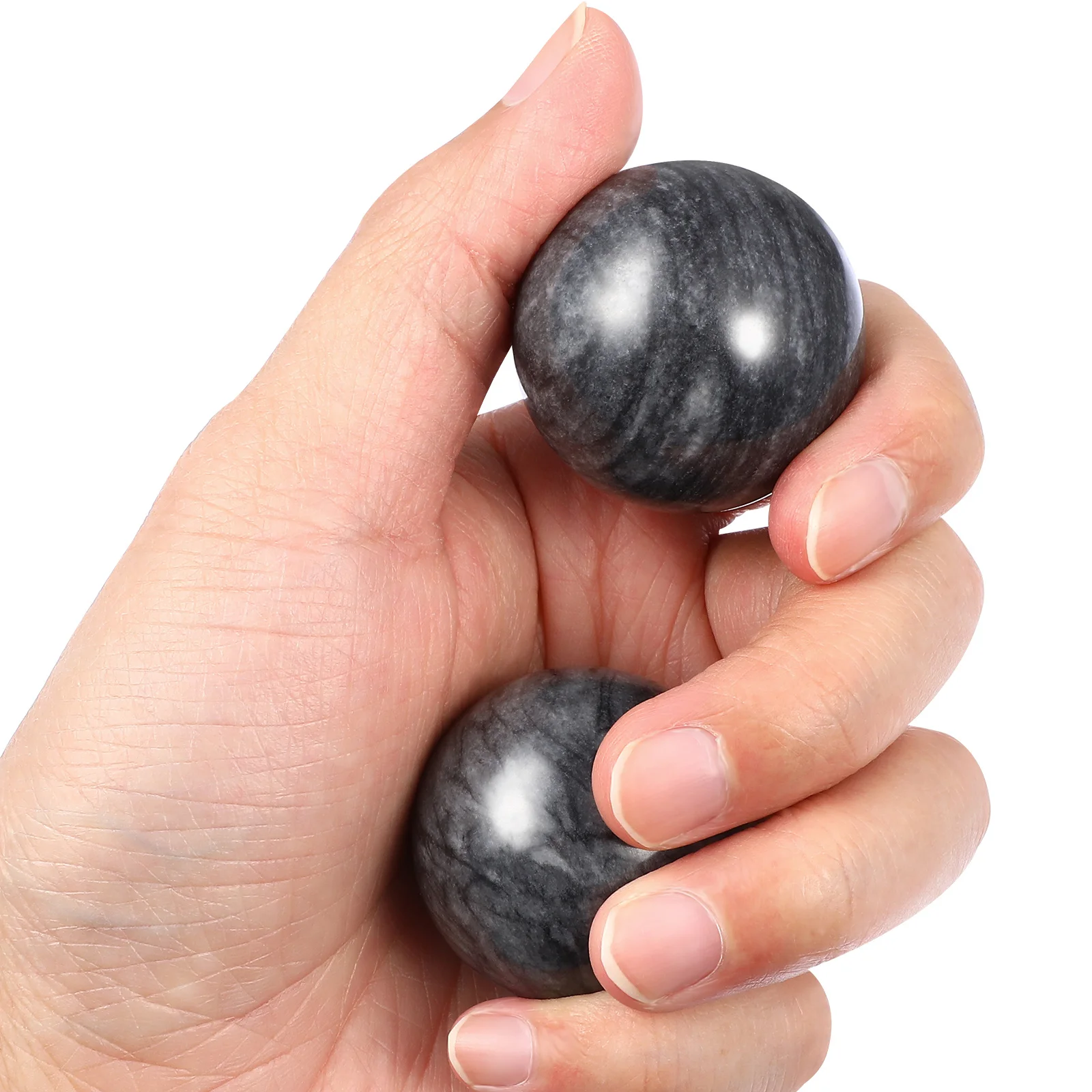

2Pcs Jade Baoding Balls Hand Exercise Traditional Chinese Health Massage Stress Relief Jade Hand Balls Massage Round Ball