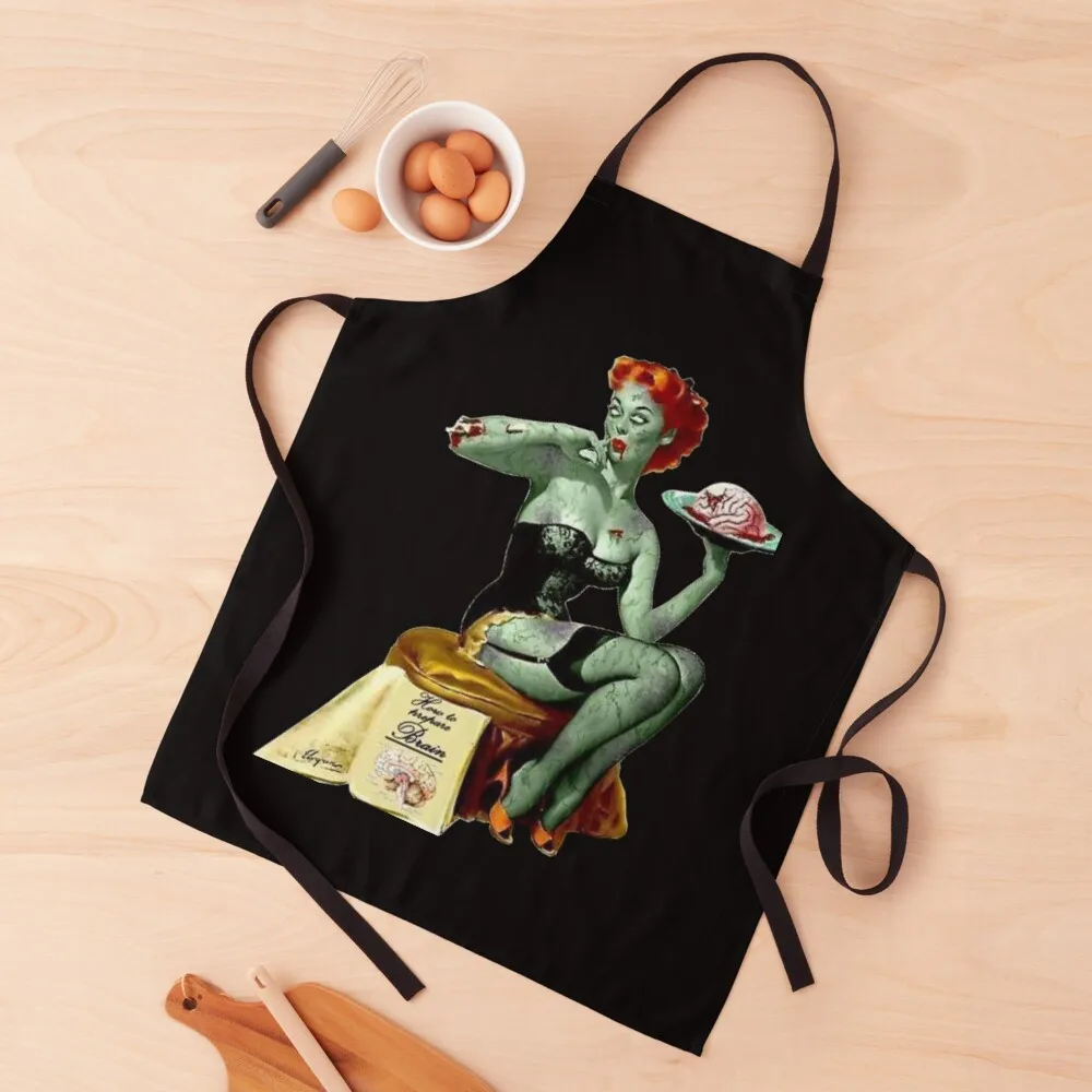 

Pin Up Girl Zombie Halloween Day Of The Dead Apron Kitchen Apras Man kindergarten teacher Apron