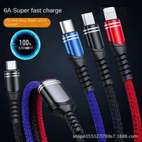 3 In 1 Fast Charging Cable PD 66W For Xiaomi iPhone Poco Micro USB Type C Charger Cord Multiple Usb C Charging Wire Line