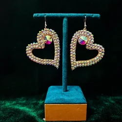 Belly Dance Female Adult High-end Exquisite Earrings Jewelry Handmade Colored Diamond Performance Ear Accessories