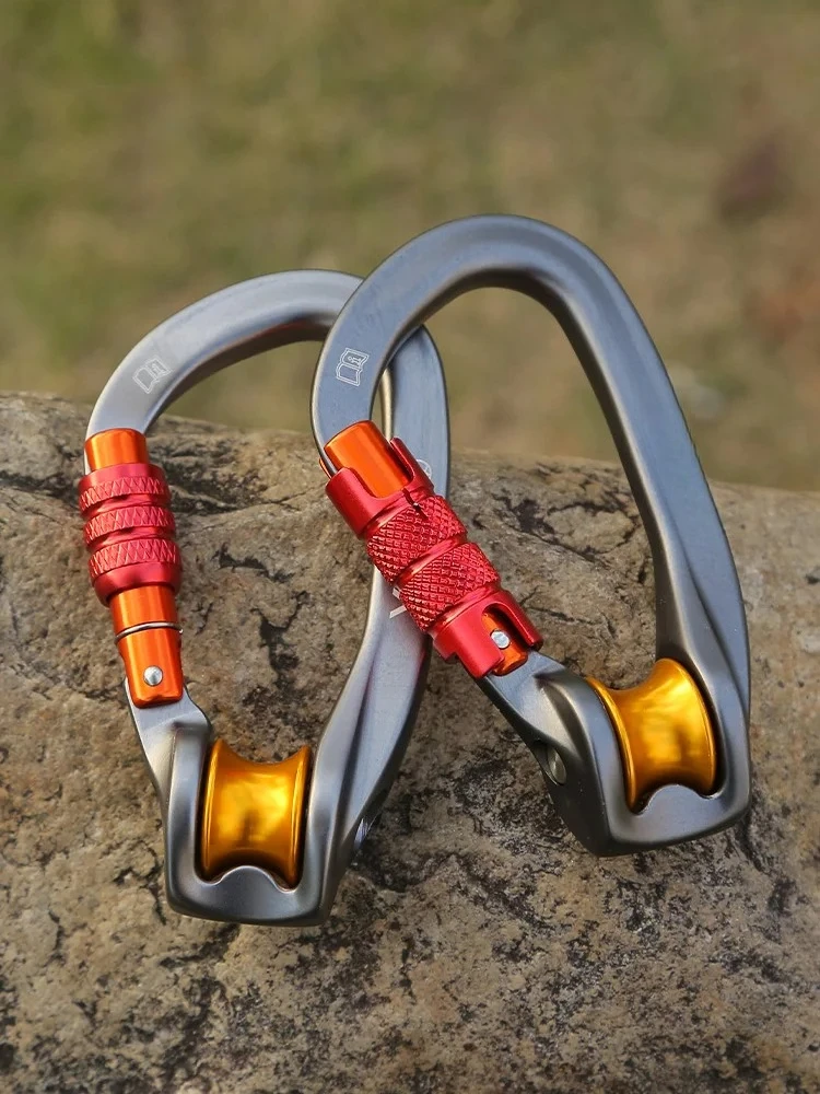Xinda Outdoor Pulley Carabiner Mountaineering Safety Buckle Lock Cross Strop Equipment Bearing Pulley Hook
