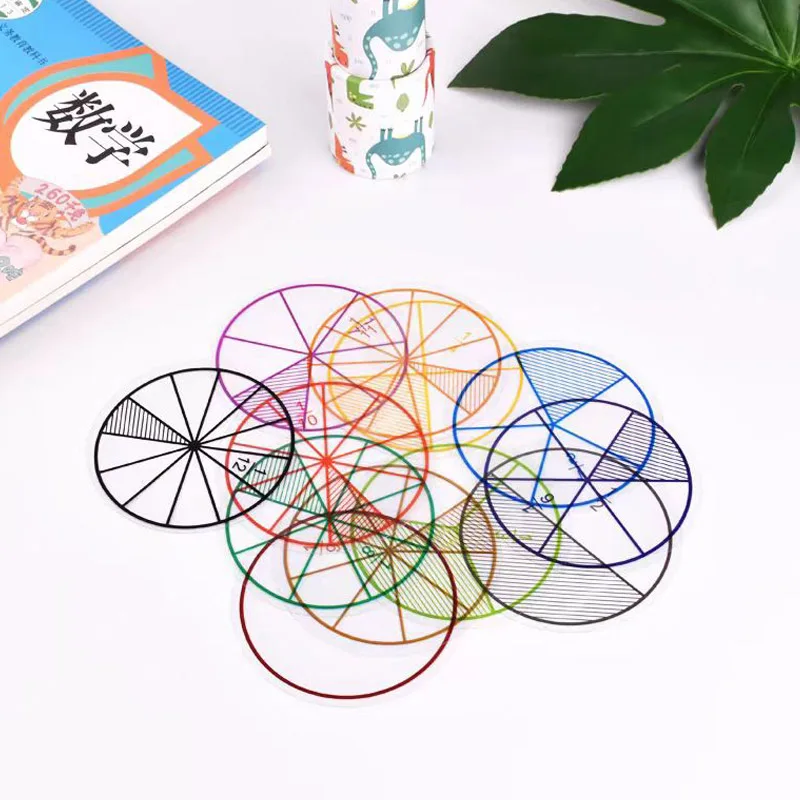 6Set Transparent Educational Math Manipulatives Circle Fraction Tiles Classroom Set Home School Kids Learning Teaching Supplies