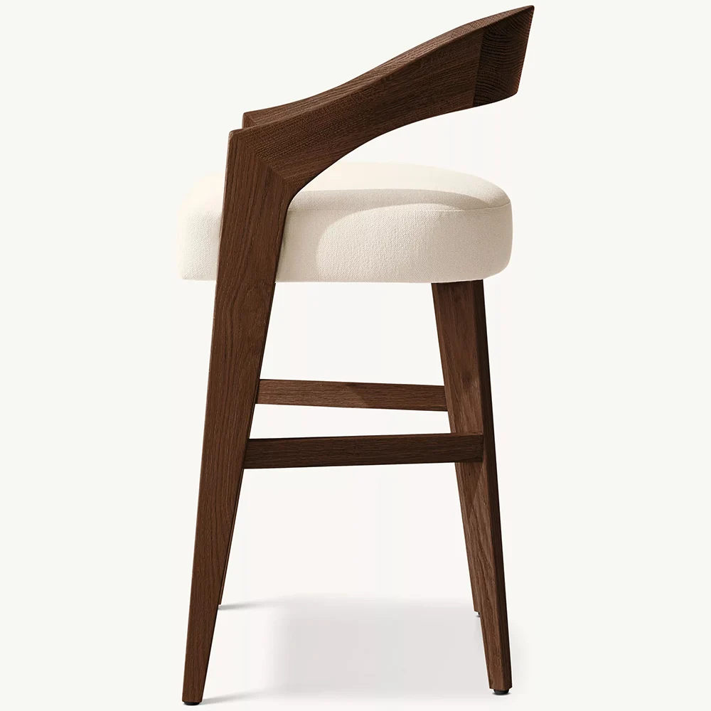 Modern wood upholstered fabric dining bar counter stool bar chair living room home bar back chair